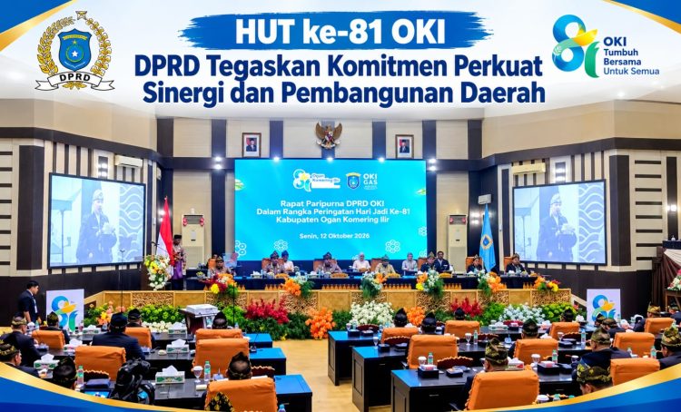 Dewan Perwakilan Rakyat Daerah (DPRD) Kabupaten Ogan Komering Ilir (OKI), Sumatera Selatan, menggelar Rapat Paripurna Kedua Masa Sidang I Tahun 2026/2027 dalam rangka memperingati Hari Jadi ke-81 Kabupaten OKI.