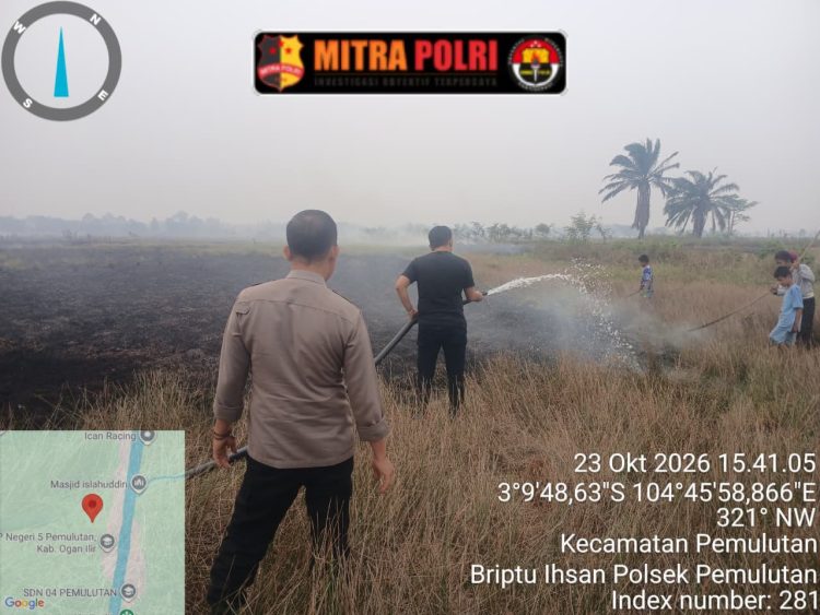Kegiatan pemadaman dilaksanakan sekitar pukul 15.00 WIB di Desa Ulak Kembahang I, Kecamatan Pemulutan Barat, Kabupaten Ogan Ilir, tepatnya di titik koordinat 3.16432S 104.76361.