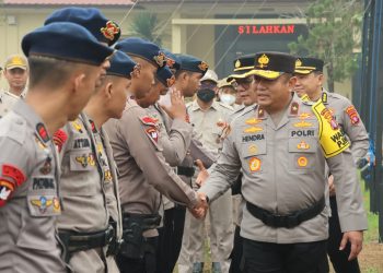 Polda Kalimantan Tengah (Kalteng) menggelar apel penyambutan personel Bawah Kendali Operasi (BKO),