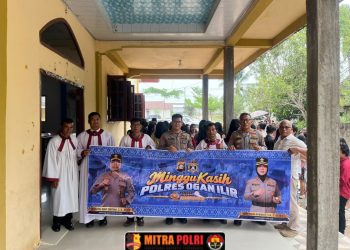 Polres Ogan Ilir menggelar kegiatan Himbauan Kamtibmas dan Minggu Kasih di Gereja HKBP Efrata Lorok, Minggu 25 Oktober 2026.