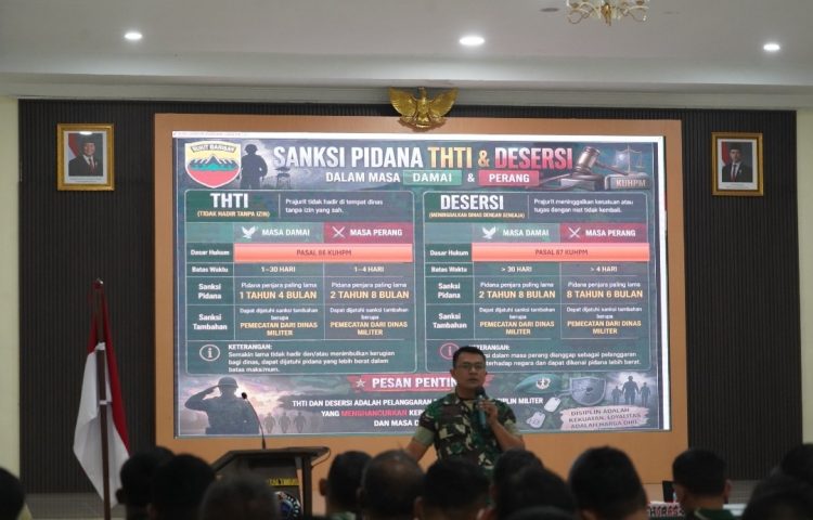 Kumdam I/BB menggelar penyuluhan hukum bagi prajurit dan Pegawai Negeri Sipil (PNS) di lingkungan Korem 022/Pantai Timur, kegiatan ini bertujuan meningkatkan kesadaran hukum, memperkuat disiplin, serta mencegah pelanggaran yang dapat mencoreng kehormatan pribadi maupun institusi TNI Angkatan Darat,