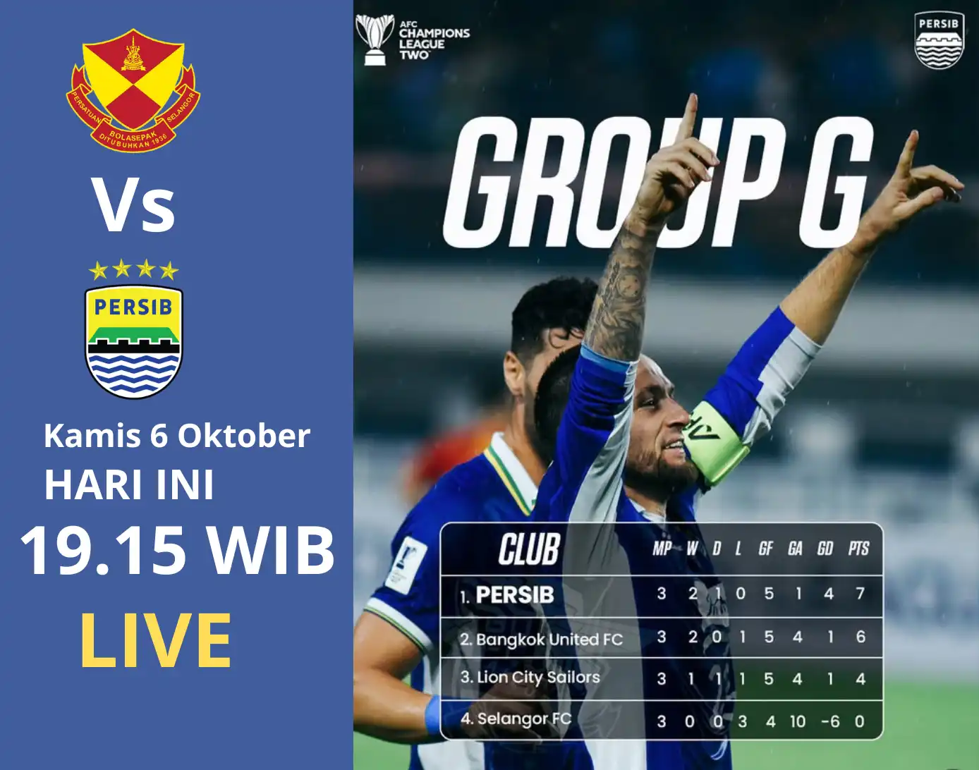 Persib Lawan Selangor Malam Ini, Cek di Sini Tempat Nontonnya!