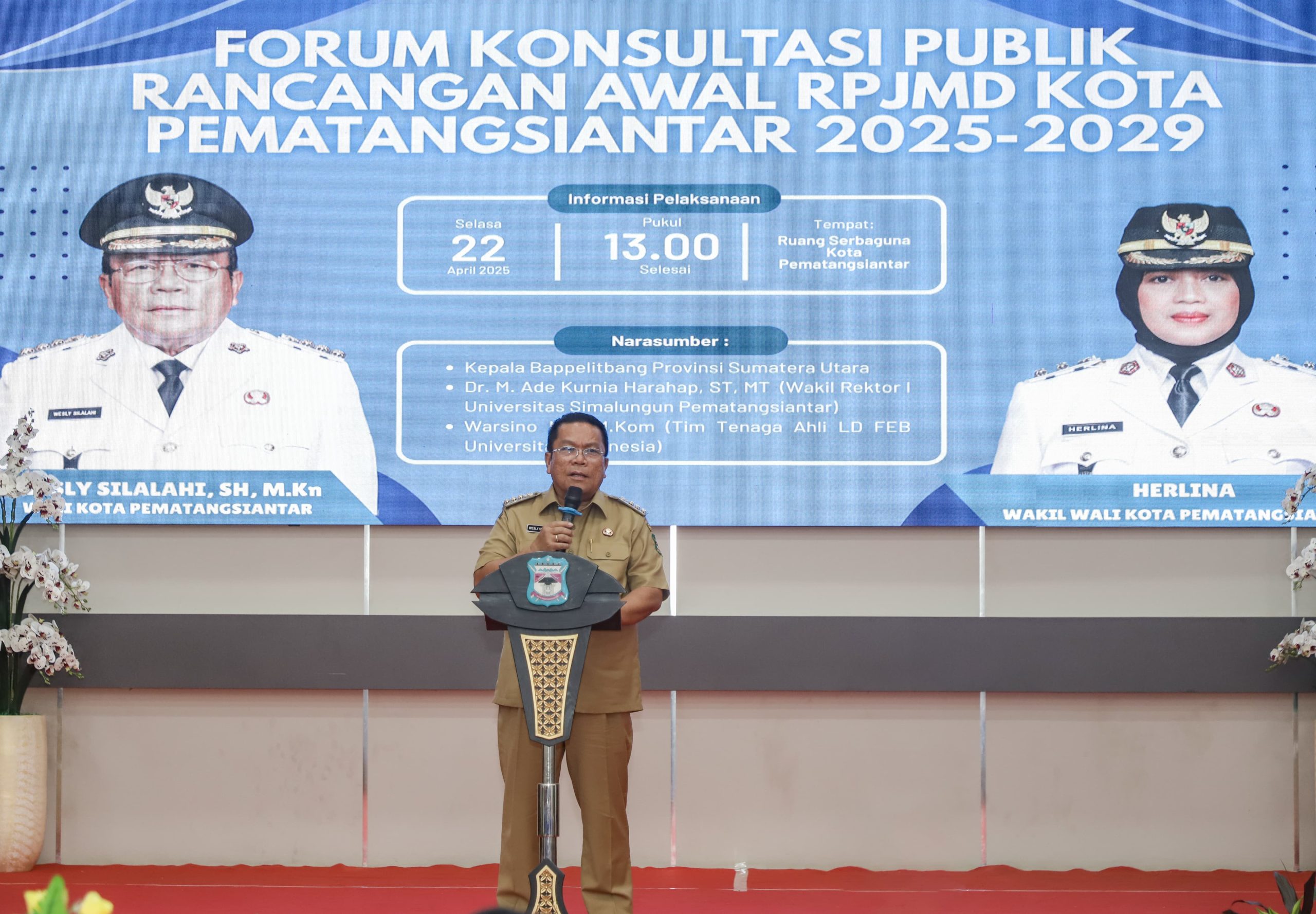 Wali Kota Pematangsiantar Hadiri acara Forum Konsultasi Publik Rancangan Awal Rencana Ranwal RPJMD Kota Pematangsiantar Tahun 2025-2029 Wali Kota Pematangsiantar Hadiri acara Forum Konsultasi Publik Rancangan Awal Rencana Ranwal RPJMD Kota Pematangsiantar Tahun 2025-2029