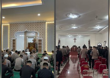 Personil Sat Brimob Polda Sumut Laksanakan Kegiatan Binrohtal di Dua Rumah Ibadah