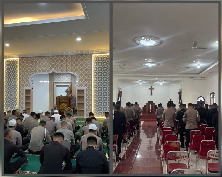 Personil Sat Brimob Polda Sumut Laksanakan Kegiatan Binrohtal di Dua Rumah Ibadah