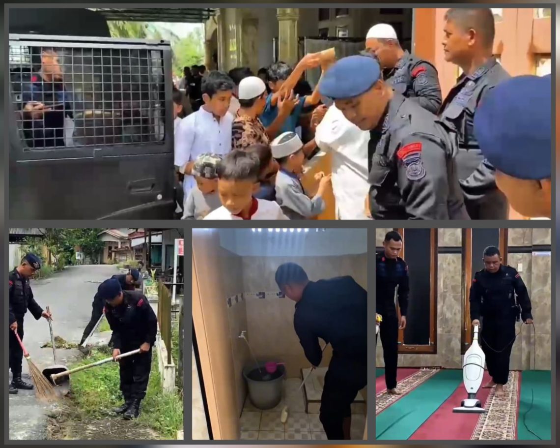 Batalyon B Satuan Brimob Polda Sumut Berbagi Berkah dan Kebersamaan Jelang Sholat Jumat di Masjid Tafakur Tebing Tinggi