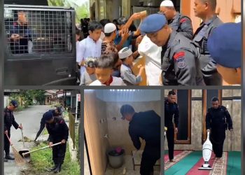 Batalyon B Satuan Brimob Polda Sumut Berbagi Berkah dan Kebersamaan Jelang Sholat Jumat di Masjid Tafakur Tebing Tinggi