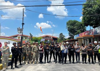 Brimob Polda Sumut, Polresta Deli Serdang-TNI Patroli Skala Besar Antisipasi Unjuk Rasa Jelang Hari Buruh