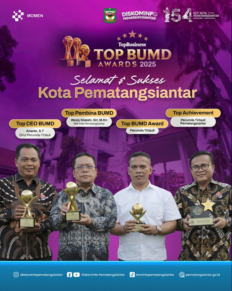 Selamat, Perumda Air Minum Tirta Uli Pematangsiantar Sabet Empat Penghargaan Di Ajang TOP BUMD Awards 2025