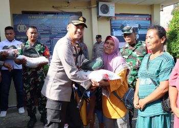 TNI-Polri Bersama PT Nauli Sawit Bagikan Paket Sembako untuk Masyarakat di Manduamas