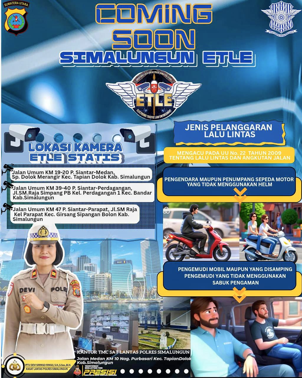 Iptu Devi Siringo Ringo Siap Luncurkan SIMALUNGUN ETLE, Pelanggaran Lalu Lintas Dicatat Secara Elektronik