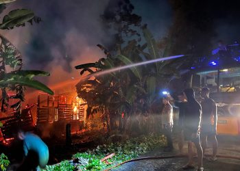 Brimob Polda Sumut Terjun Padamkan Api, Dua Rumah Hangus di Gunungsitoli Selatan