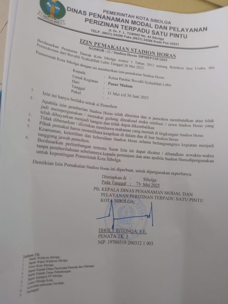 Walikota Sibolga Tutup Paksa Hiburan Pasar Malam di Stadion Horas, Meski Mengantongi Izin