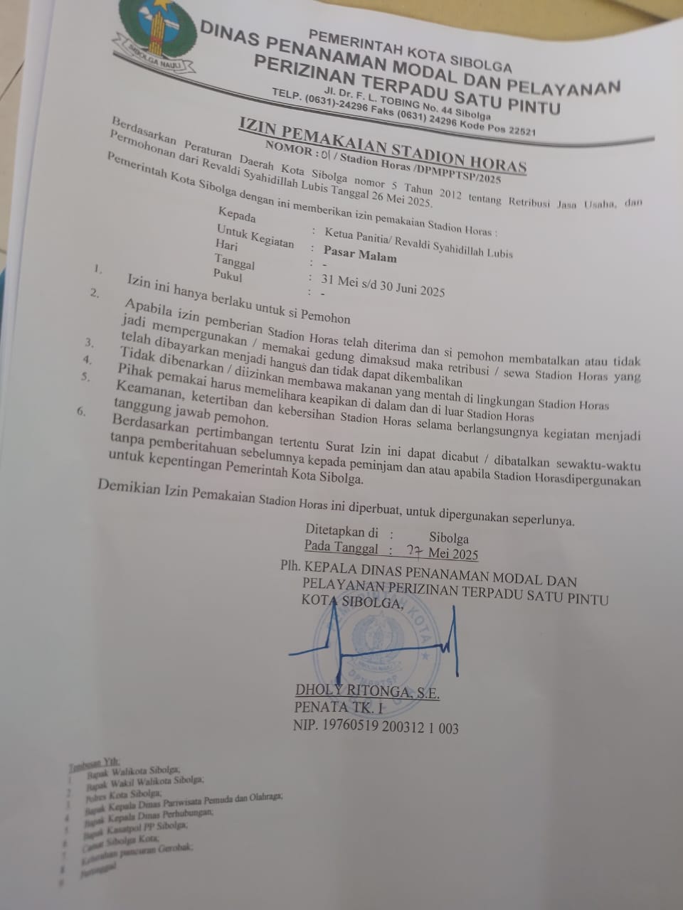 Walikota Sibolga Tutup Paksa Hiburan Pasar Malam di Stadion Horas, Meski Mengantongi Izin