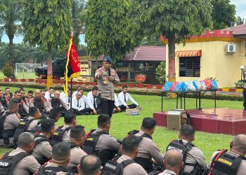 Apel Penuh Semangat dan Kebersamaan, Dansat Brimob Polda Sumut Hadir di Tengah Personel Tebing Tinggi