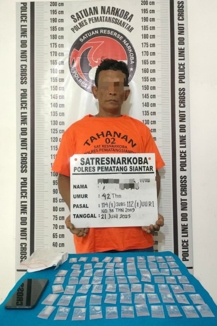 Polres Pematangsiantar Amankan Pengedar Sabu di Eks Terminal Sukadame, Barbut 76 Paket Sabu