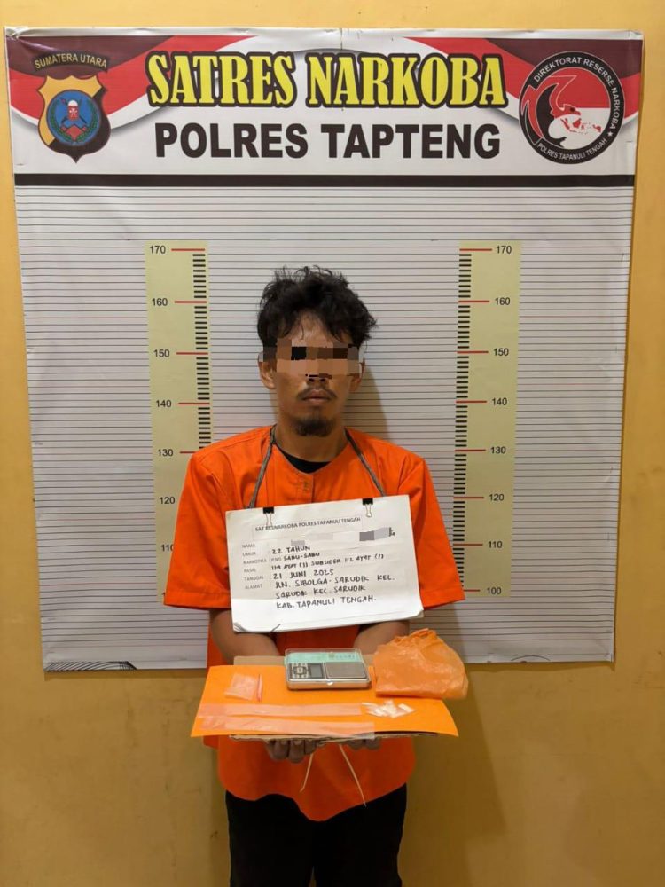 Seorang Pria Asal Sarudik Dibekuk Polres Tapteng, Sabu 11 Paket Disita