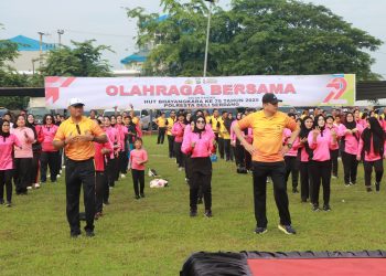 Semarak HUT Bhayangkara ke-79,  Polresta Deli Serdang Gelar Olahraga Bersama dan Pembagian Hadiah Menarik