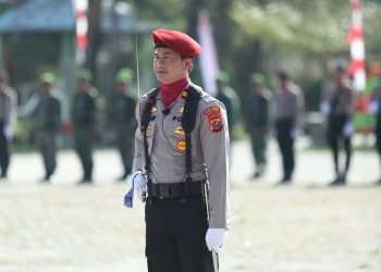 Bupati Franc Bernhard Tumanggor Hadiri Peringatan HUT Bhayangkara ke 79 tingkat Lapangan Napa Sengkut