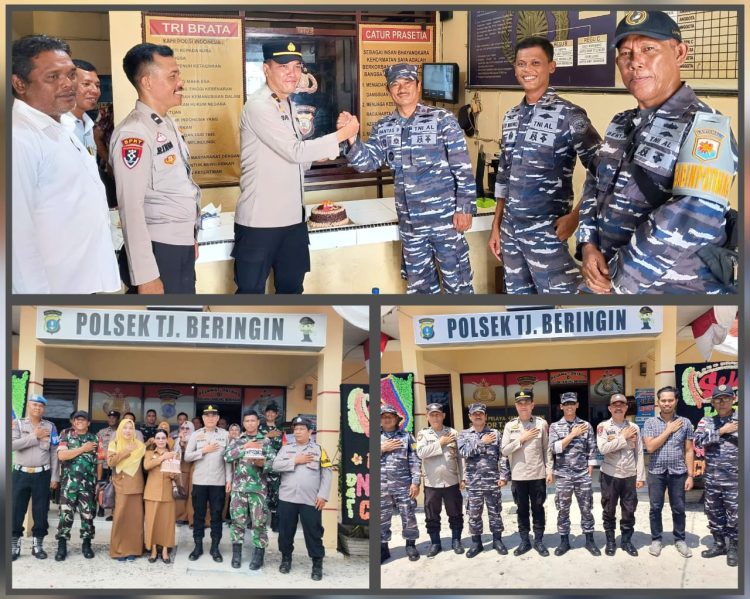 Kejutan Manis dari TNI, Dua Kue Ulang Tahun Semarakkan HUT Bhayangkara ke-79 di Polsek Tanjung Beringin