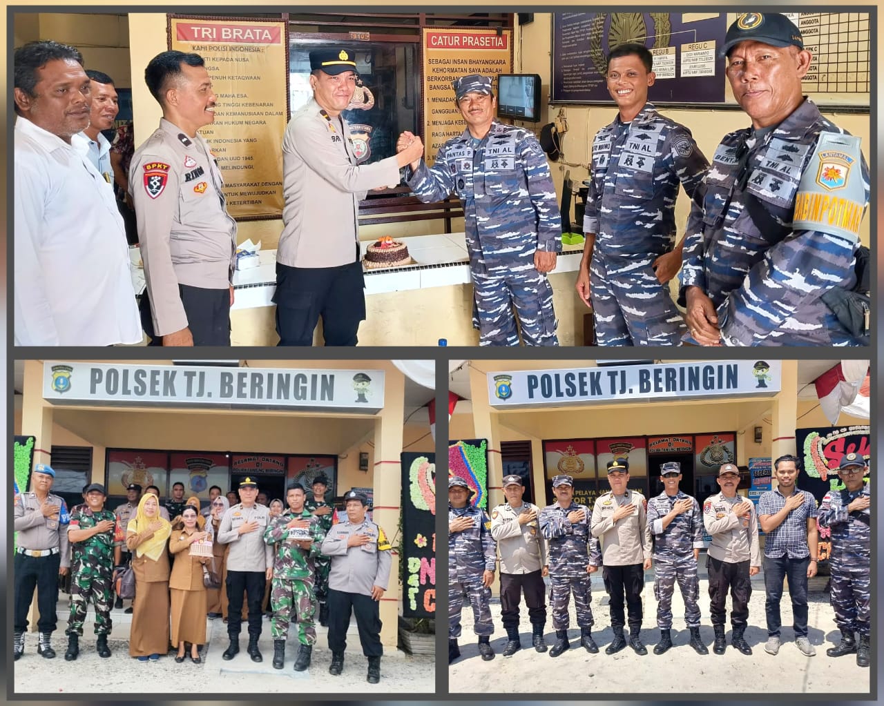 Kejutan Manis dari TNI, Dua Kue Ulang Tahun Semarakkan HUT Bhayangkara ke-79 di Polsek Tanjung Beringin