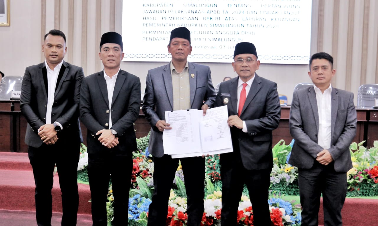 DPRD Simalungun Setujui Ranperda Tentang Pertanggungjawaban APBD TA 2024 dan Hasil Pemeriksaan BPK-RI Atas Laporan Keuangan Pemkab Simalungun TA 2024 DPRD Simalungun Setujui Ranperda Tentang Pertanggungjawaban APBD TA 2024 dan Hasil Pemeriksaan BPK-RI Atas Laporan Keuangan Pemkab Simalungun TA 2024
