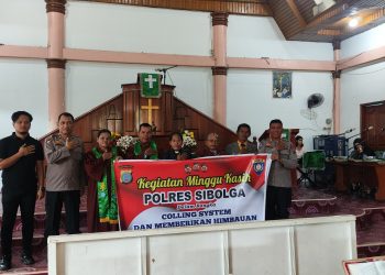 Polres Sibolga Laksanakan Minggu Kasih Di Gereja GKPI Sibolga, Berikan Pesan Kamtibmas