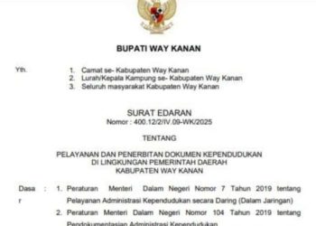 Pemkab Way Kanan Terbitkan Aturan Terkait Administrasi Kependudukan