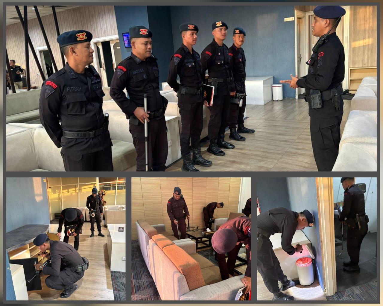 Tim Jibom Gegana Satuan Brimob Polda Sumut Laksanakan Sterilisasi Bandara Kualanamu, Sambut Kedatangan DPR RI Komisi III