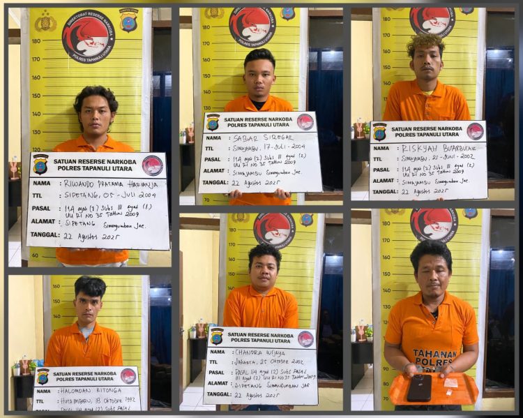 Polres Taput Ringkus 6 Pelaku Penyalahgunaan Narkotika, 1 Di Antaranya Residivis