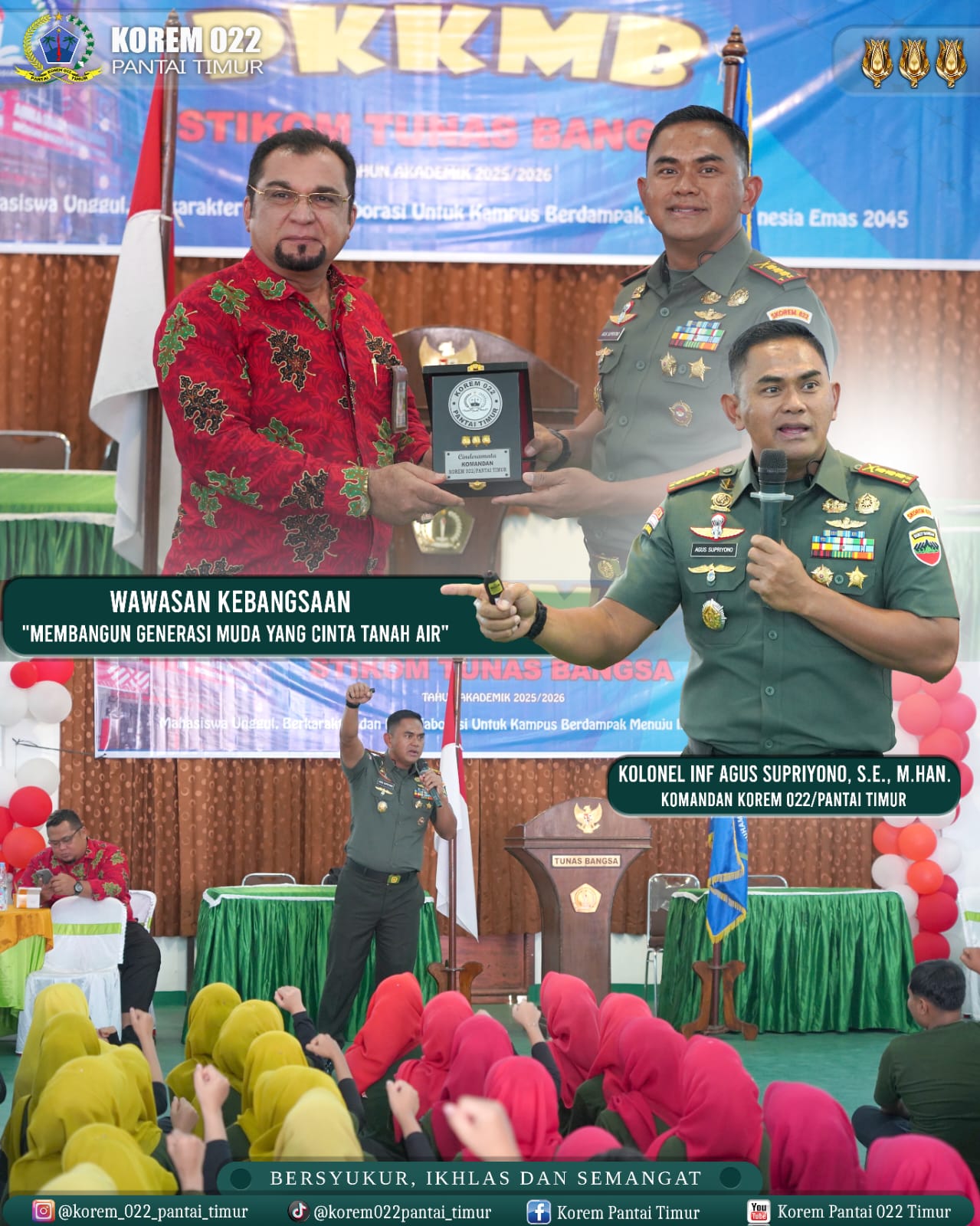 Danrem 022/PT Berikan Wawasan Kebangsaan kepada Calon Mahasiswa STIKOM Tunas Bangsa Danrem 022/PT Berikan Wawasan Kebangsaan kepada Calon Mahasiswa STIKOM Tunas Bangsa