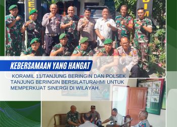 Perkuat Sinergitas TNI-Polri, Koramil 11/Tanjung Beringin dan Polsek Tanjung Beringin Gelar Silaturahmi