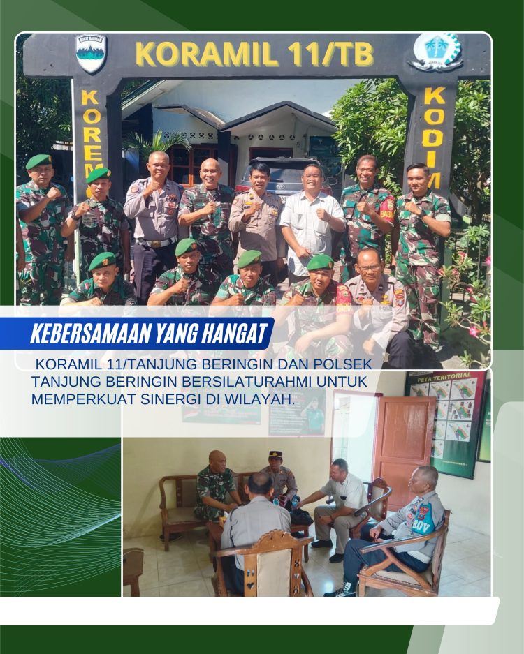 Perkuat Sinergitas TNI-Polri, Koramil 11/Tanjung Beringin dan Polsek Tanjung Beringin Gelar Silaturahmi