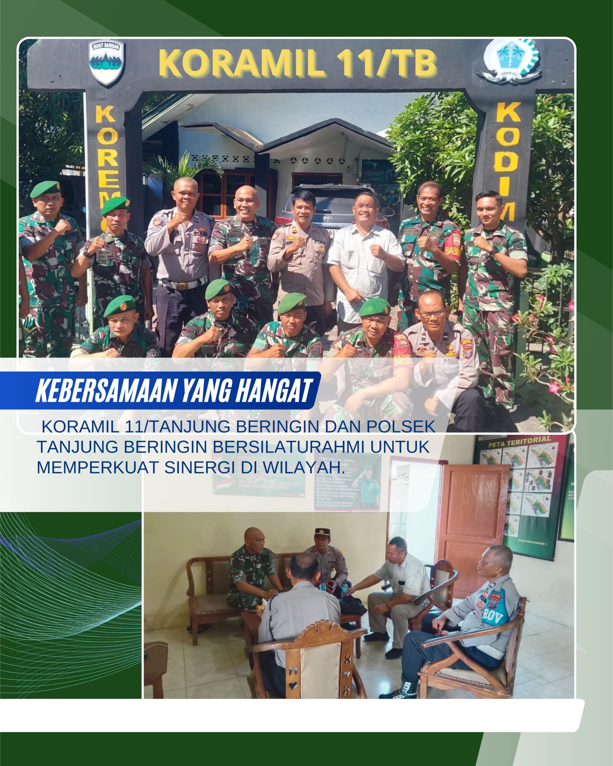 Perkuat Sinergitas TNI-Polri, Koramil 11/Tanjung Beringin dan Polsek Tanjung Beringin Gelar Silaturahmi