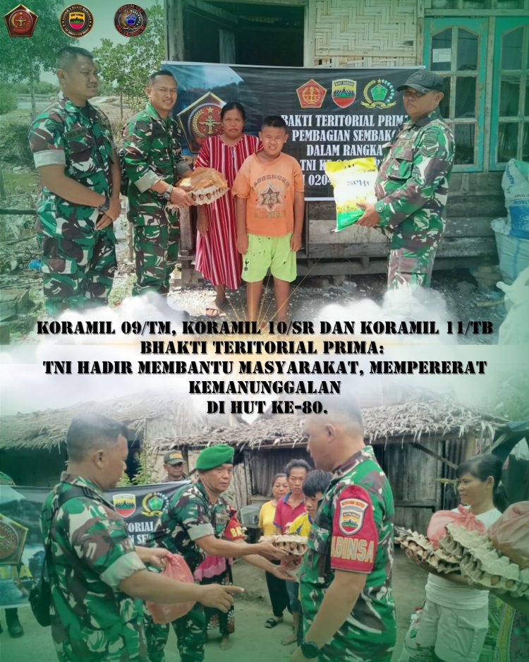 Serbuan Teritorial, Kodim 0204/DS Bagikan Sembako Sambut HUT TNI Ke-80