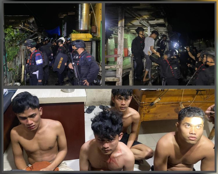 Satuan Brimob Polda Sumut dan Polres Belawan Berhasil Amankan Lima Pelaku Penjarahan dan Ungkap Barak Narkoba di Lorong Melati