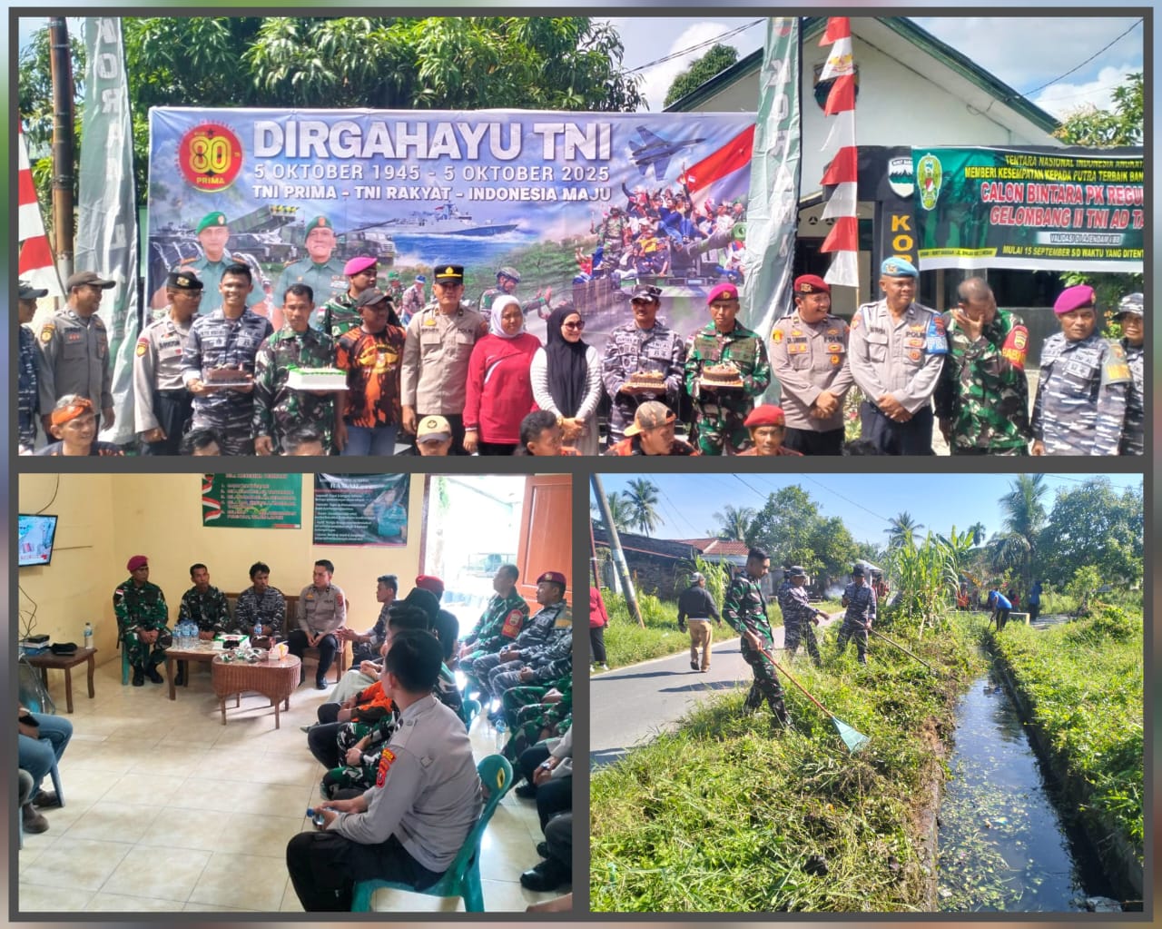 Sinergi TNI–Polri, Pemerintah dan Pemuda di Bedagai Rayakan HUT TNI dengan Gotong Royong dan Kejutan Kue Sinergi TNI–Polri, Pemerintah dan Pemuda di Bedagai Rayakan HUT TNI dengan Gotong Royong dan Kejutan Kue