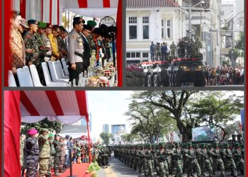 Dansat Brimob Polda Sumut Hadiri Upacara HUT TNI ke-80 di Lapangan Merdeka Medan, Wujud Sinergi TNI–Polri