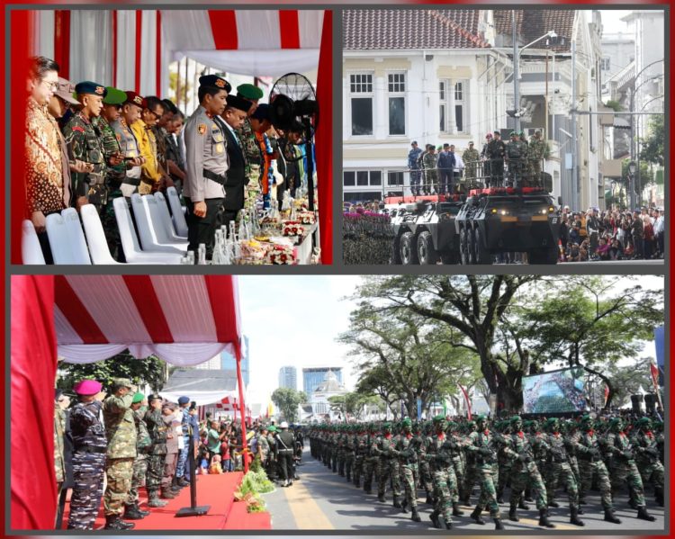 Dansat Brimob Polda Sumut Hadiri Upacara HUT TNI ke-80 di Lapangan Merdeka Medan, Wujud Sinergi TNI–Polri