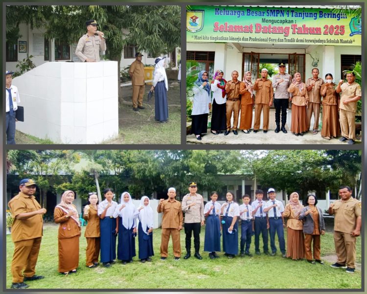 Polri Dukung Siswa SMPN 4 Tanjung Beringin Tumbuhkan Kepedulian dan Prestasi Lewat Upacara Bendera