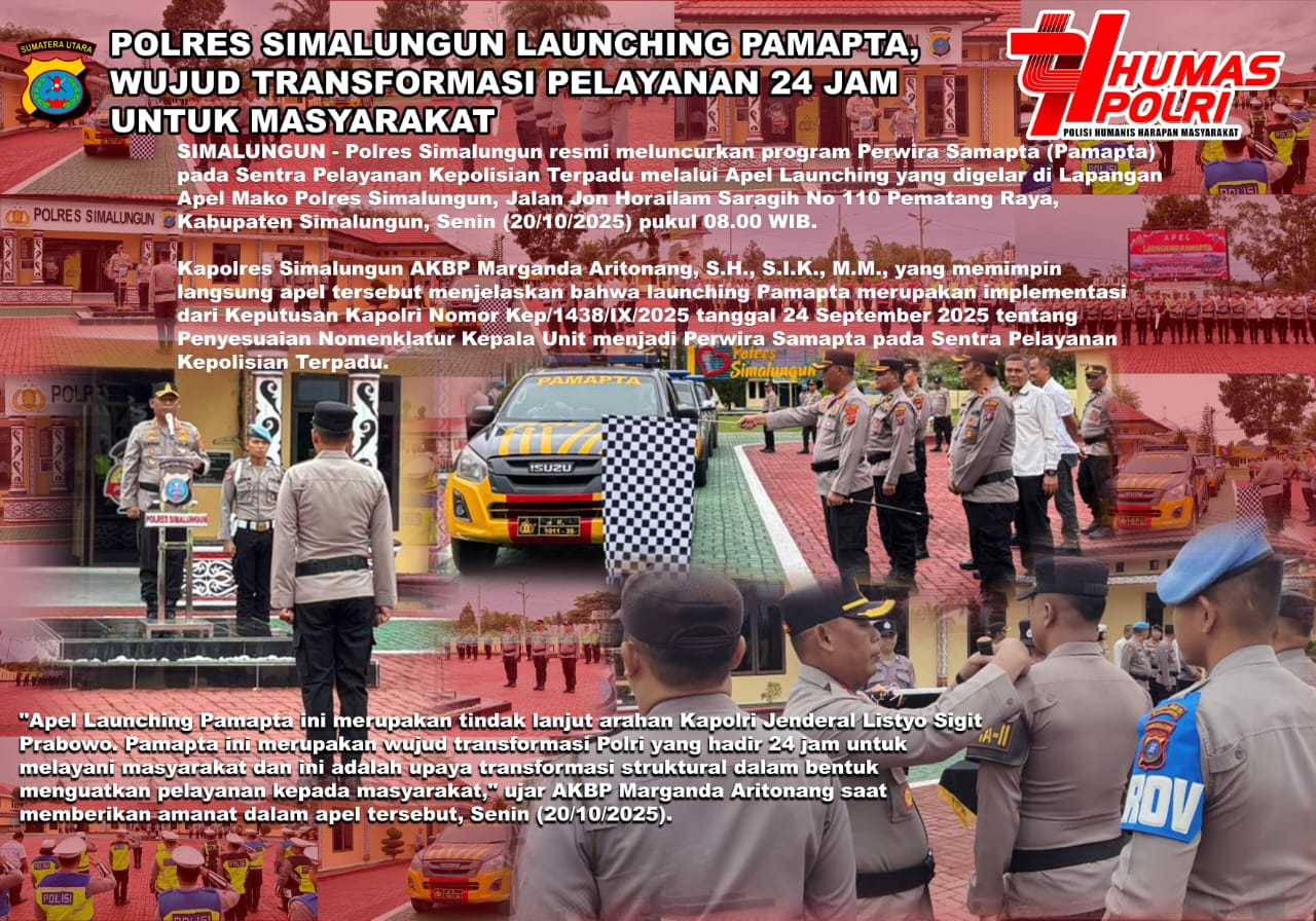 Polres Simalungun Launching Pamapta, Wujud Transformasi Pelayanan 24 Jam untuk Masyarakat