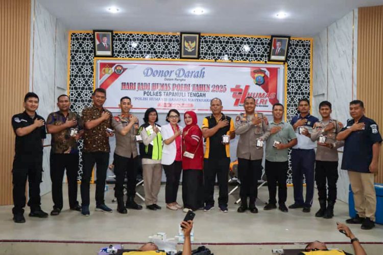 Polres Tapteng Gelar Aksi Donor Darah Peringati Hari Jadi Humas Polri ke-74