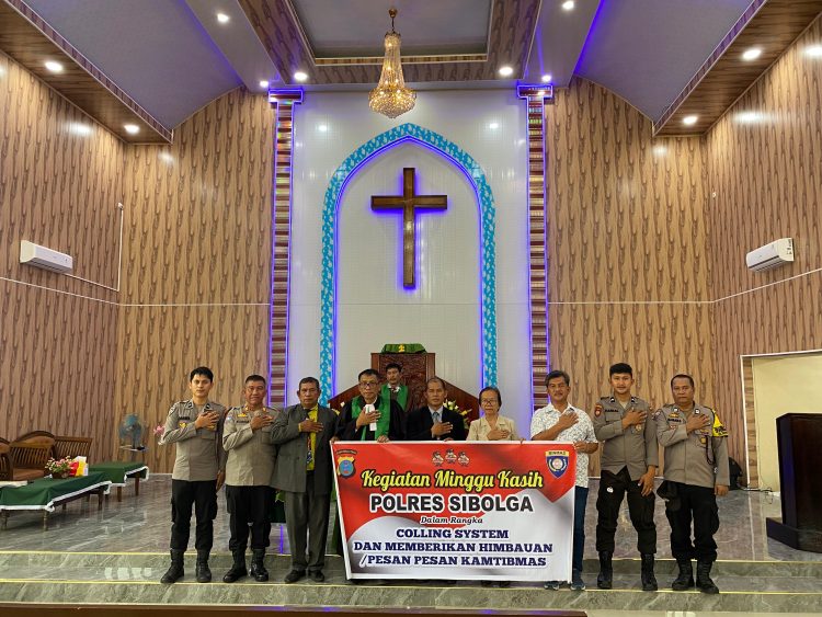 Minggu Kasih, Polres Sibolga Kunjungi Gereja GKPI Sibolga Minggu Kasih Berikan Pesan Kamtibmas