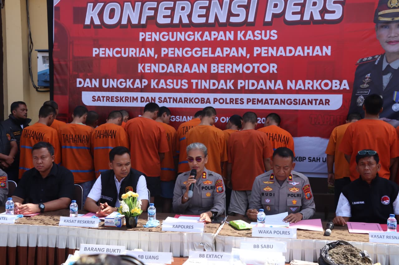 Polres Pematangsiantar Konferensi Pers Pengungkapan Kasus, Pencurian, Penggelapan, Penadahan Ranmor dan Peredaran Narkoba