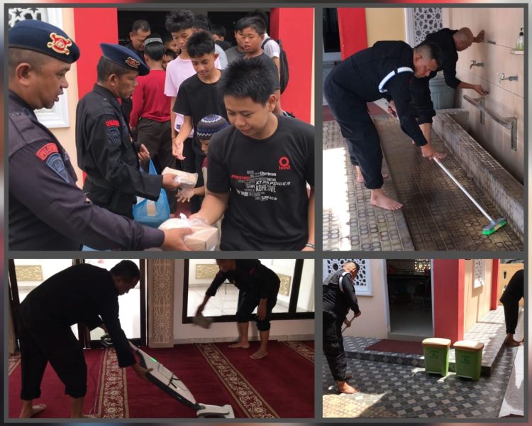 Personel Kompi 4 Batalyon B Satuan Brimob Polda Sumut Gelar Bhakti Sosial di Masjid Darul Jihad Tebing Tinggi