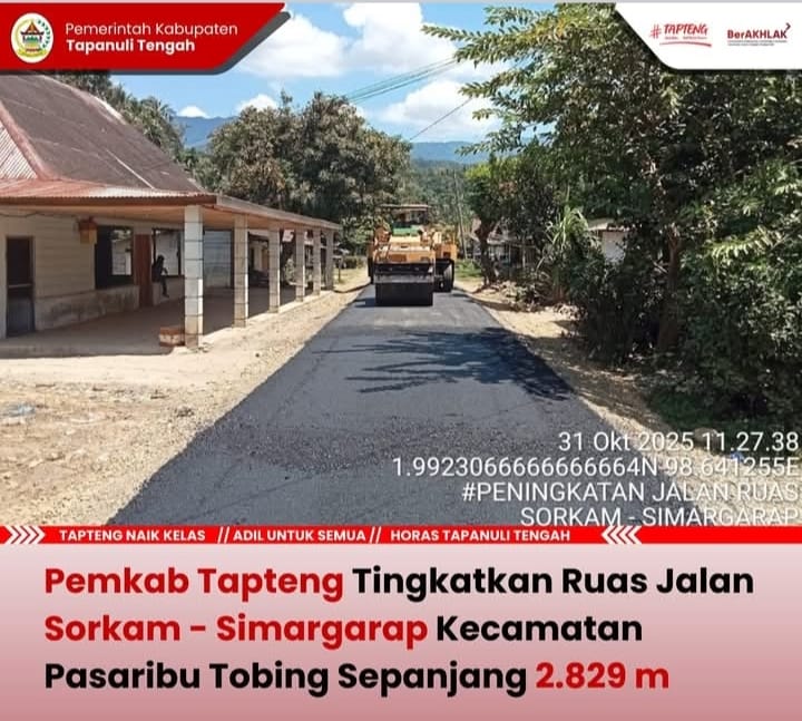 Pemkab Tapteng Tingkatkan Ruas Jalan Sorkam - Simargarap Kecamatan Pasaribu Tobing Sepanjang 2.829 M
