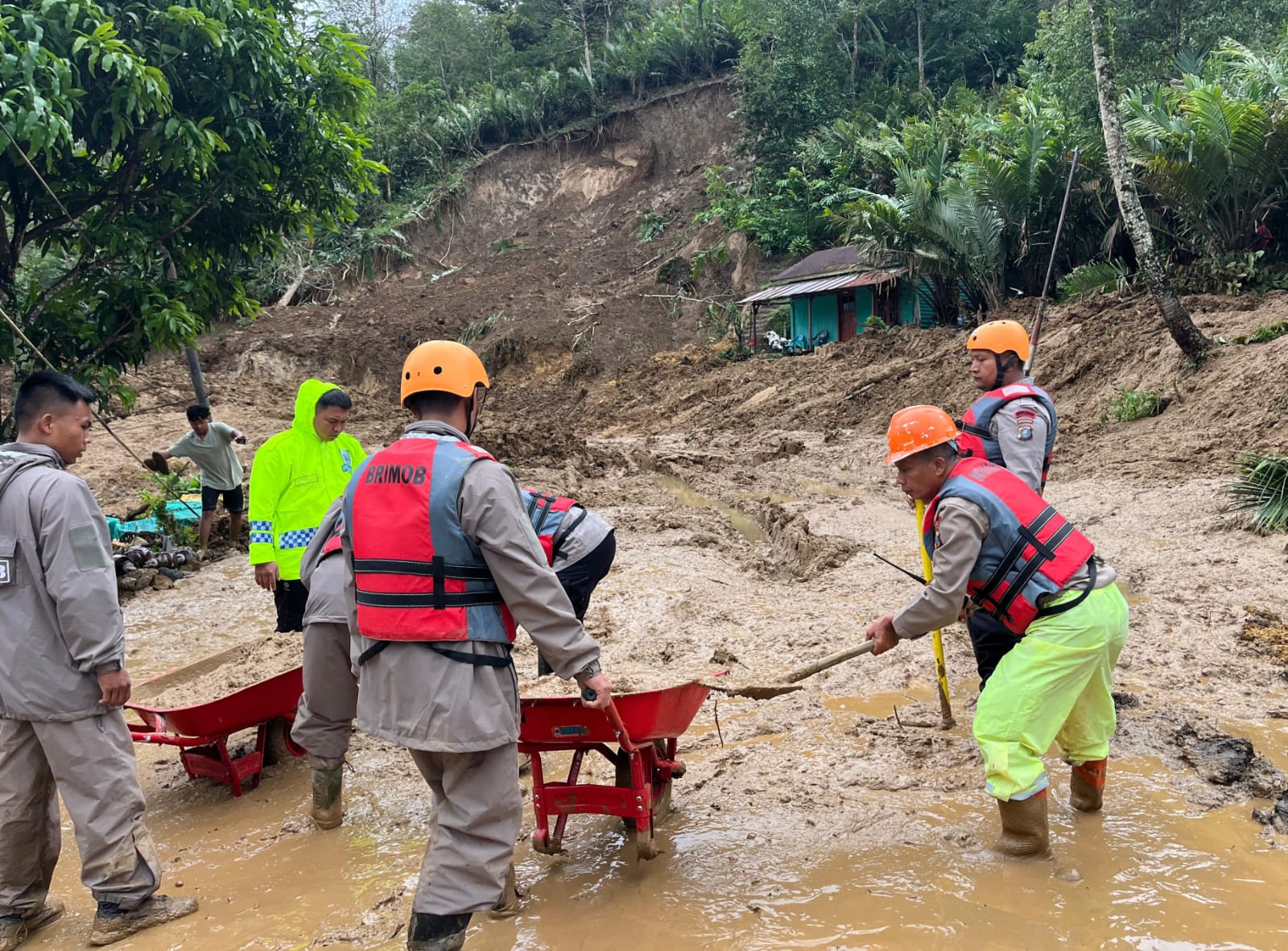 Brimob Polda Sumut Bergerak Cepat, Selamatkan Warga dan Buka Akses yang Tertutup Longsor di Sibangkua Brimob Polda Sumut Bergerak Cepat, Selamatkan Warga dan Buka Akses yang Tertutup Longsor di Sibangkua