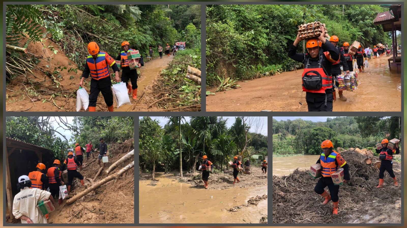 Satgas Brimob Polda Sumut Terjun Langsung, Bantu Korban Banjir dan Longsor di Tapanuli Utara dengan Logistik dan Makanan