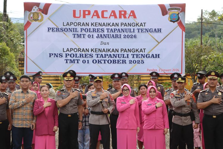 Awali Tahun 2026, 44 Personel Polres Tapanuli Tengah Terima Kenaikan Pangkat Setingkat Lebih Tinggi