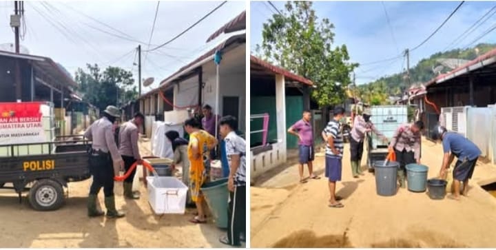 Polres Tapteng Salurkan 2.000 Liter Air Bersih ke Warga Perumahan Toho Land Pandan